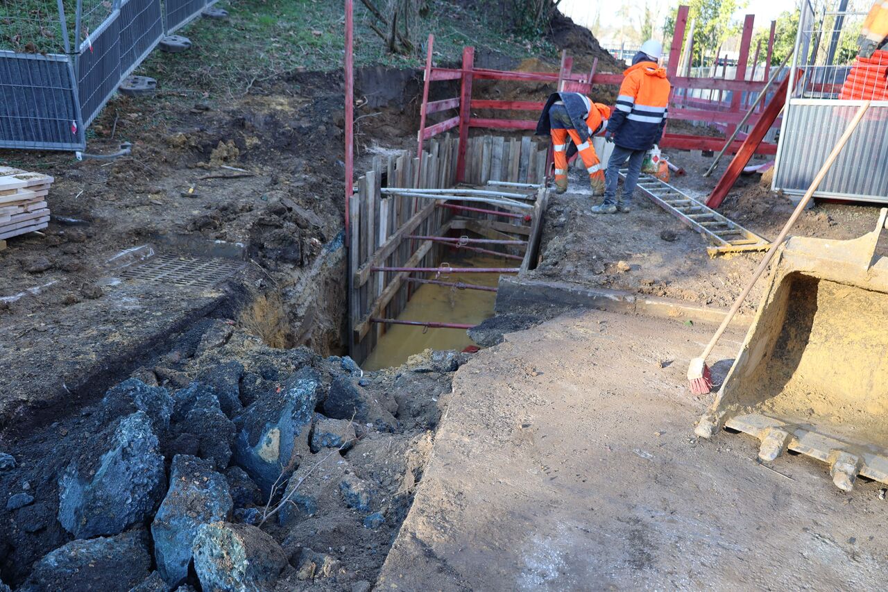 Chantier de pose de canalisation Chantier de pose de canalisation
